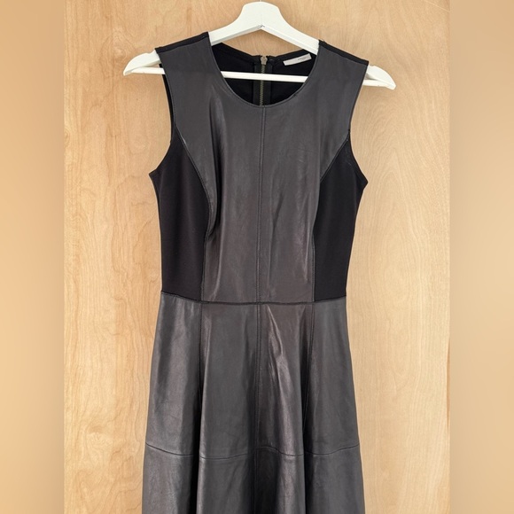 Halogen Black Sleeveless A-line Leather Mini Dress - Picture 5 of 12